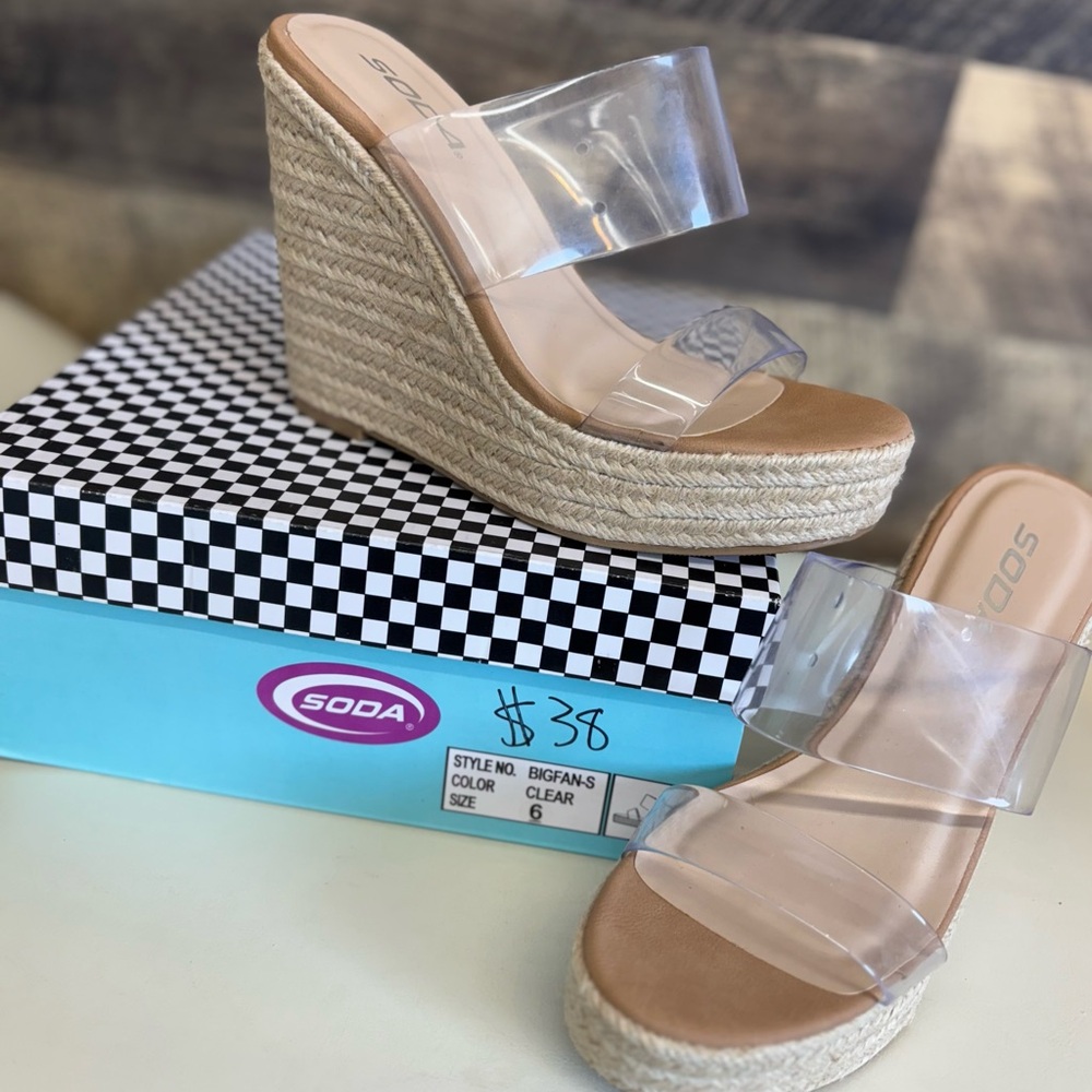 Soda Women's Clear Wedge Sandals